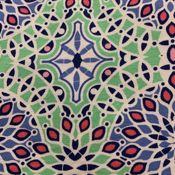 3/$15 Talbots cotton size 8 petite green/blue geometric print skirt - Picture 3 of 6